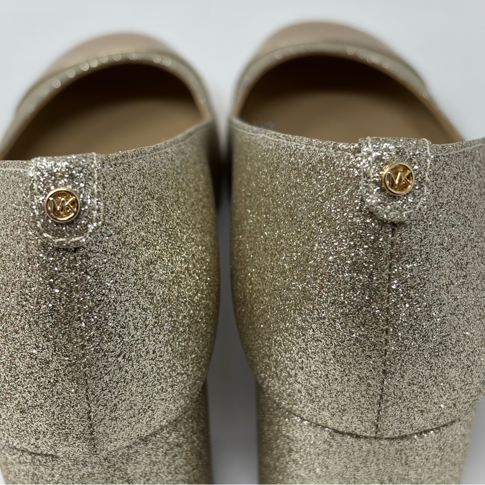 Michael Kors Perla Flex Gold Glitter Chunky Heel Pumps NWOT - Picture 4 of 10